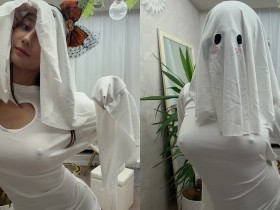 怎連萬聖節也在激凸!H奶網紅「macca」扮可愛鬼,有頭罩但沒奶罩!