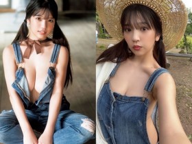 哪來這麼大的農婦!?「藤乃あおい」吊帶褲裡面沒穿 中路大開解放人字深溝