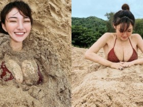 沙子也埋不住「Donna 奶妹」胸前雄偉的兩粒 豪邁乳量攻佔海岸線