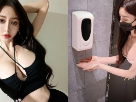 認真防疫!巨乳正妹「長瀨昆妮」爆乳彎腰噴酒精,超惹火「E罩杯」快彈出!