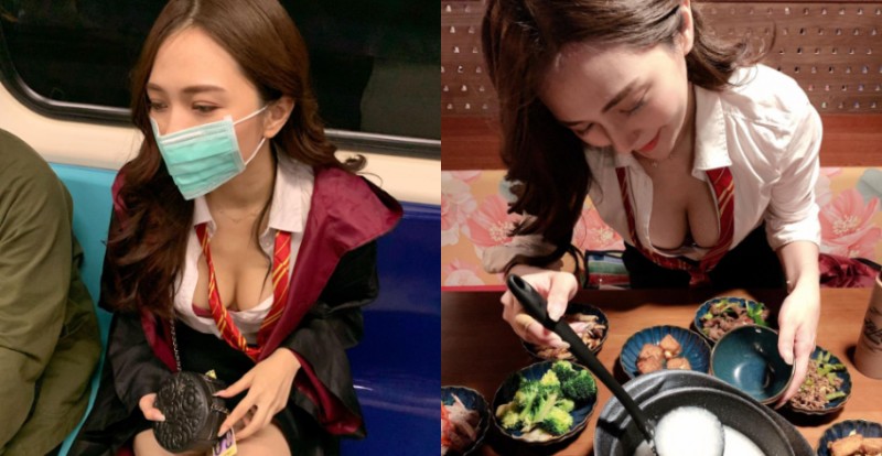 台北捷運巧遇壞學生「巨乳妙麗」　制服扣子都扣不起來了！