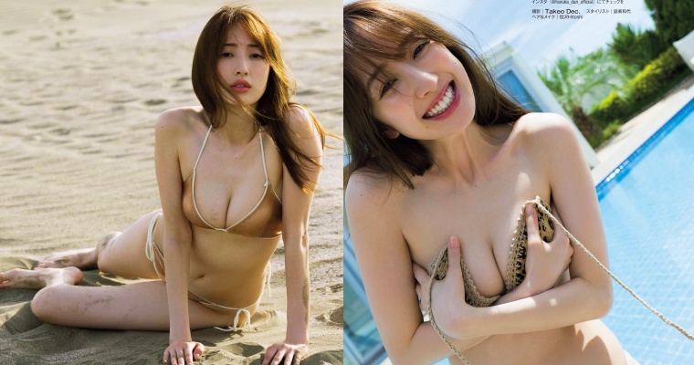 是心動的感覺！美女主播「團遙香」又脫啦！穿比基尼到海邊放風「白嫩 E 乳」