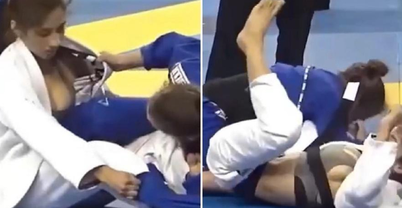 兇！巴西柔術正妹選手遭對手正面攻　道服一扯就開…「飽滿上圍」成焦點