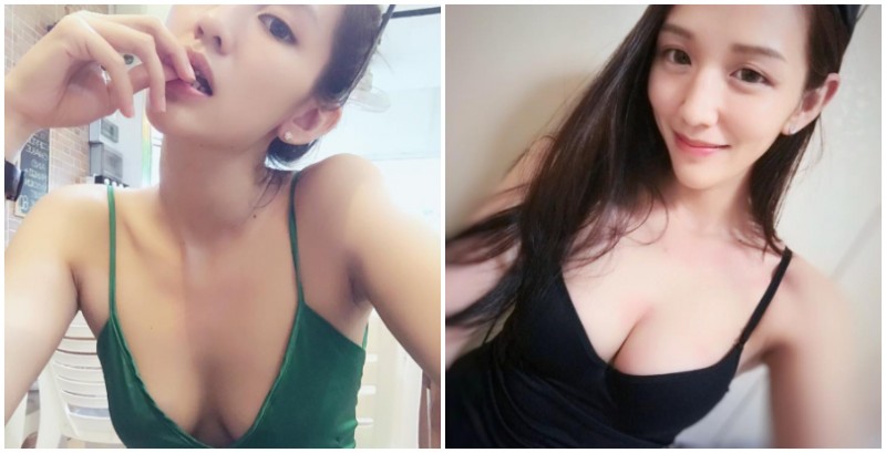 「美乳正妹」極深V低胸曬奶！略帶慵懶的眼神跟胸前深溝讓人一見鍾情！