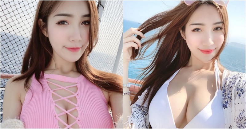 長腿正妹「林妤霜」郵輪上大放風采 粉紅背心中路大開只靠綁帶hold重量!