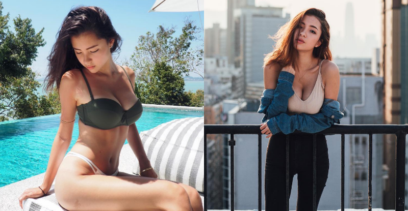 正妹飽滿美乳靠欄杆　深溝好長一條！「堅挺渾圓」雙乳快要溢出比基尼！