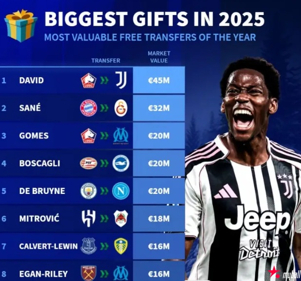 大发体育-2025自由转会球员身价：乔纳森-戴维居首，大发助力你的致富之路！