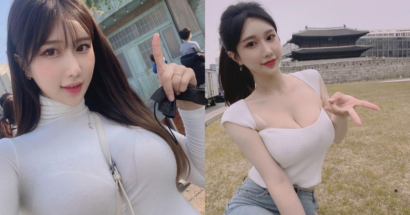 超漂亮的「韓國巨乳歐膩」！包緊緊也有「深邃溝溝」，S曲線太完美！